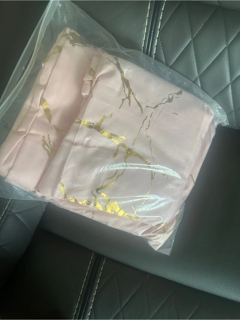 Pink Marble Gold Accent Duvet Cover Set